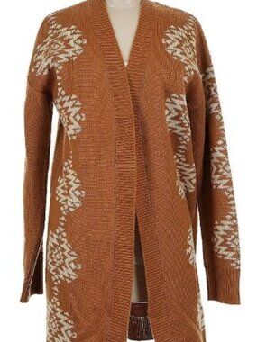 Hem & Thread Southwestern Mustard Open Long Cardigan M